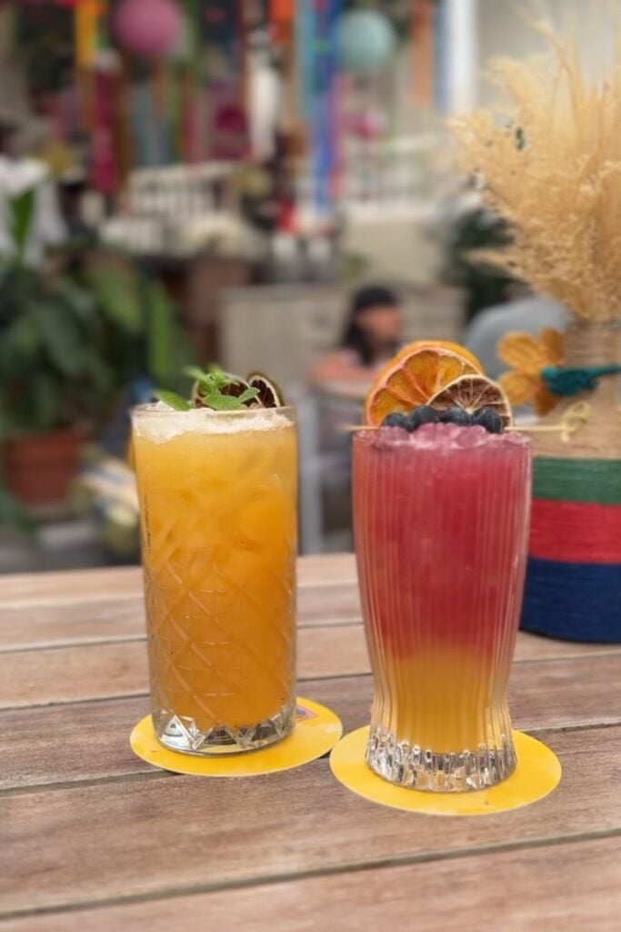 two drinks on a table