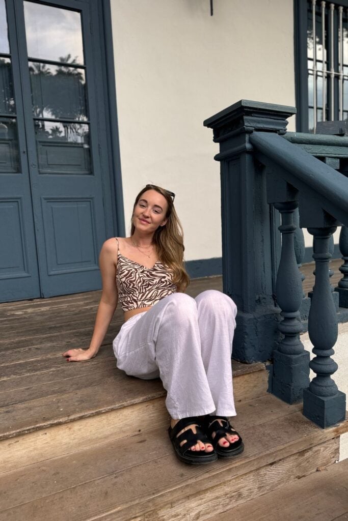 girl sat on the sets