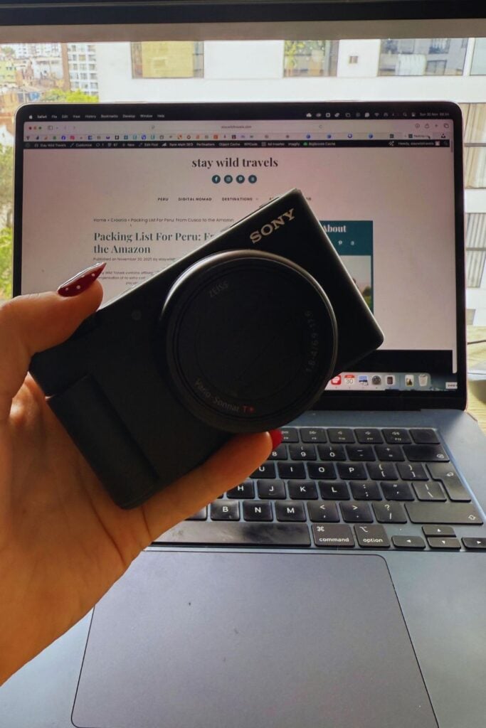 Peru Packing List: From Cusco to the Amazon 14 a camera in the foreground and laptop in the background