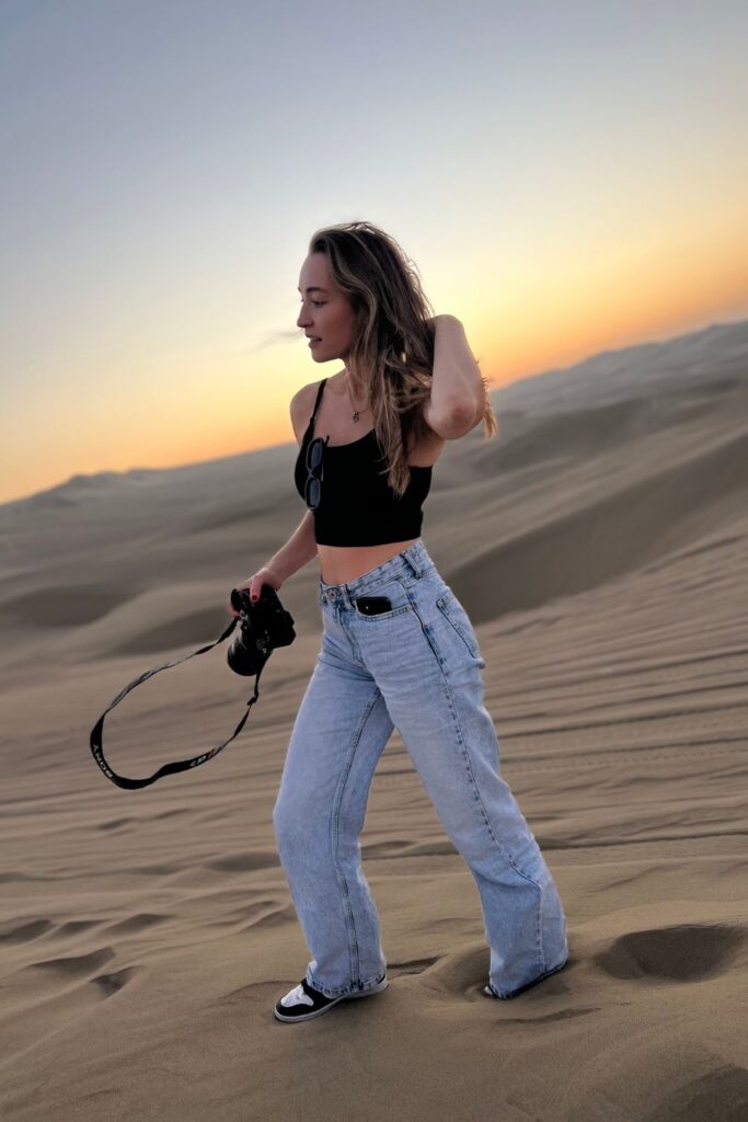 me with a camera in Huacachina