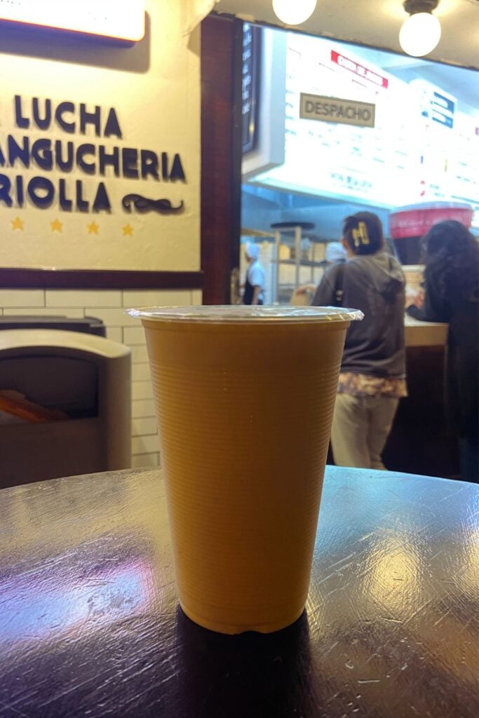 Lucuma Juice at La Lucha Sangucheria Criolla