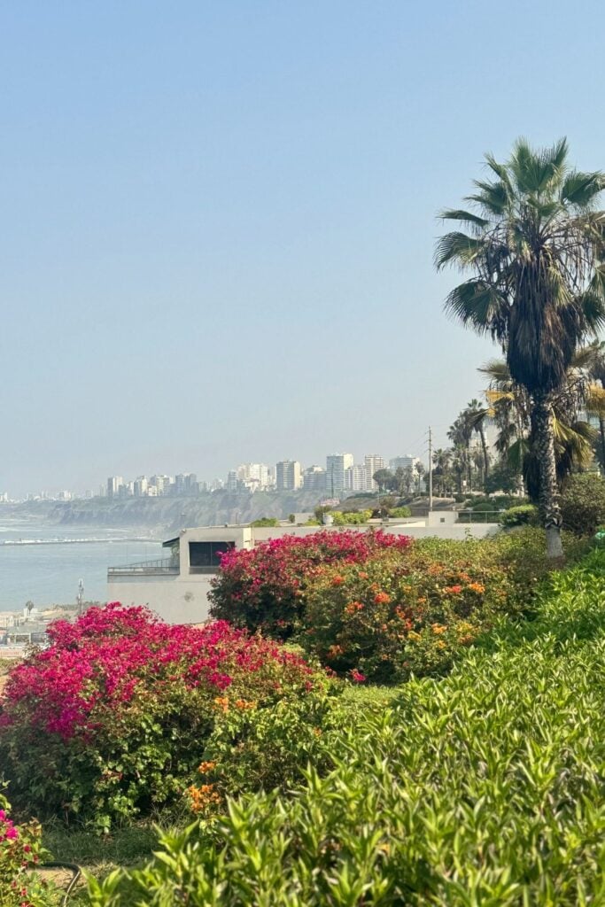 View of Miraflores coastline in Lima, Peru