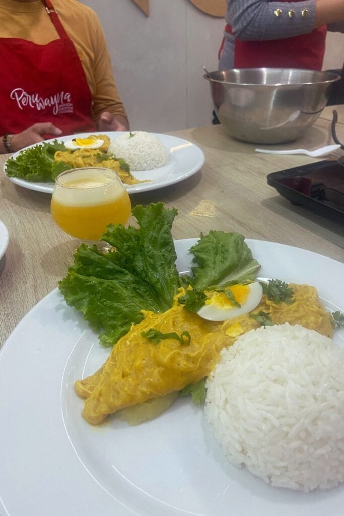 food from a cooking class in Peru