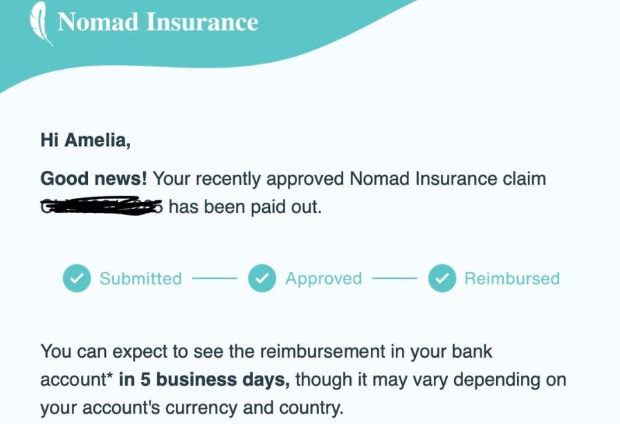 screenshot of my SafetyWing claim